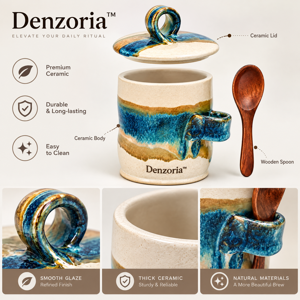 Denzoria™ Abstract Sculptural Decor Object – Modern Artistic Home Accent